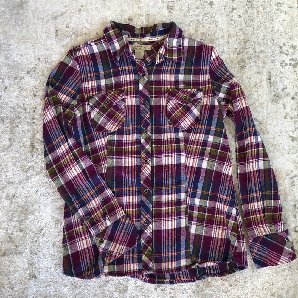 Purple Plaid Button Down Top
